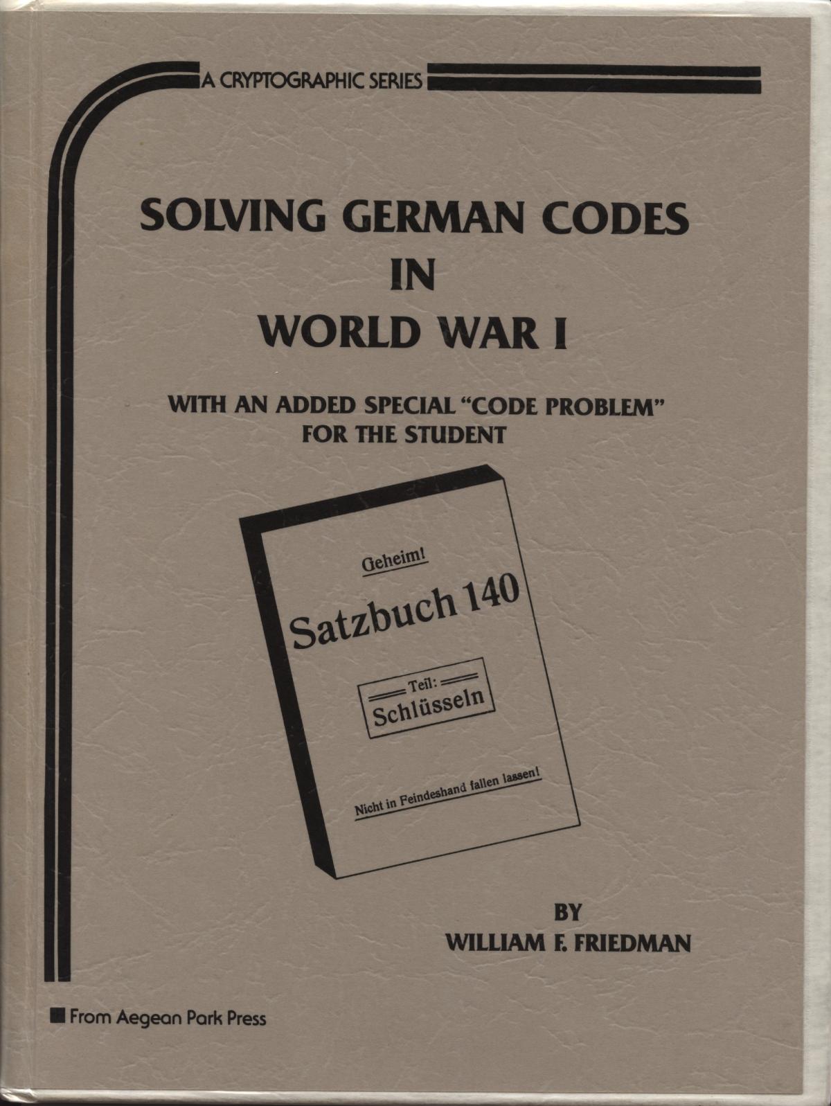 Solving German Codes in World War I