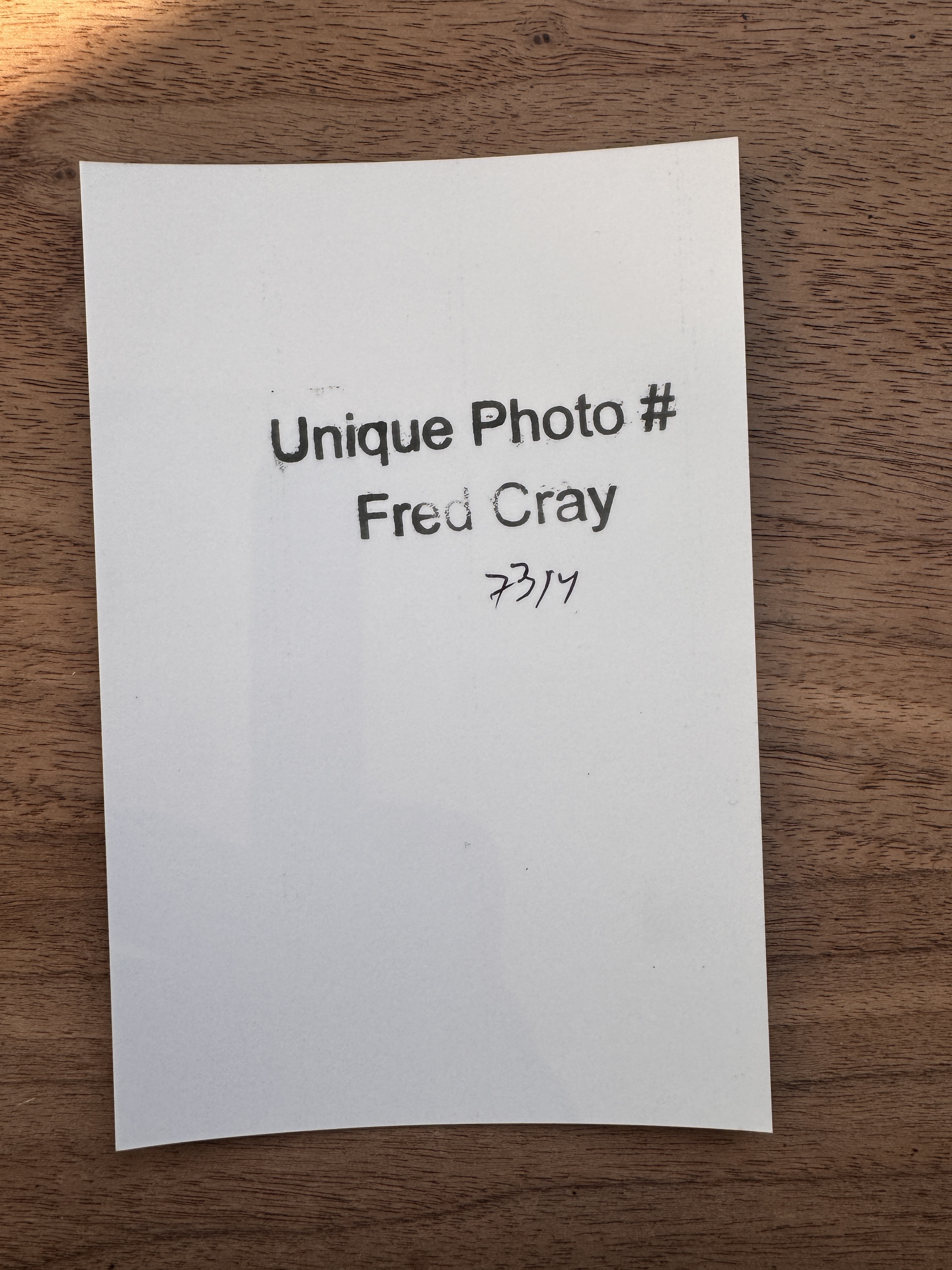 Fred Cray unique photograph